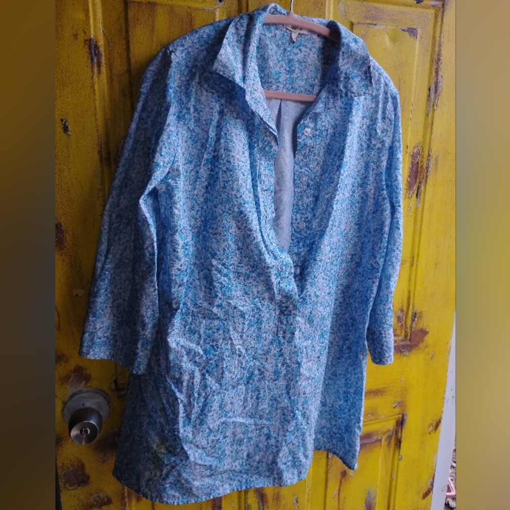 Tyler Boe Blue Floral Cotton Blouse